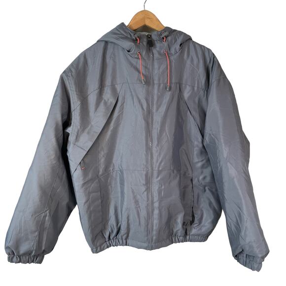 ATHLETIC WORKS Mens Full Zip Hooded Windbreaker Jacket Gray M 38/40 Gorpcore Y2k - Picture 2 of 9